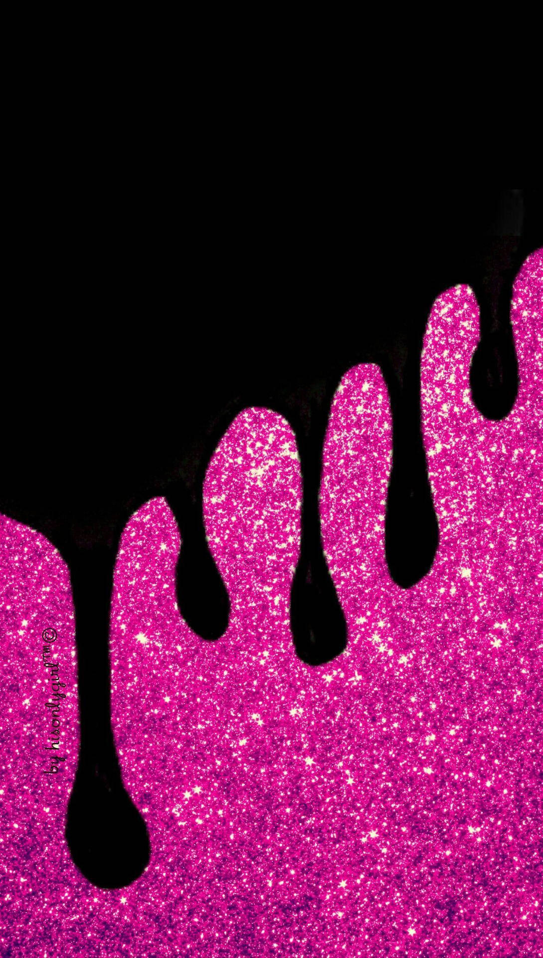 Black Drippy Pink Glitters Wallpaper