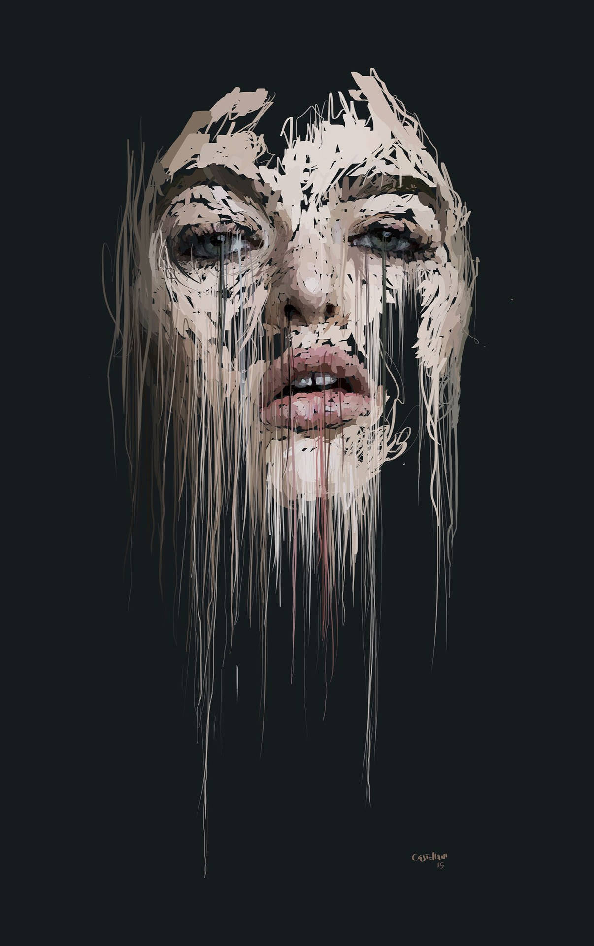 Black Drippy Portrait Wallpaper