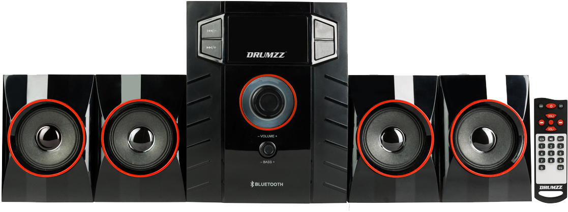 Black Drumzz Home Theater Systemwith Remote PNG