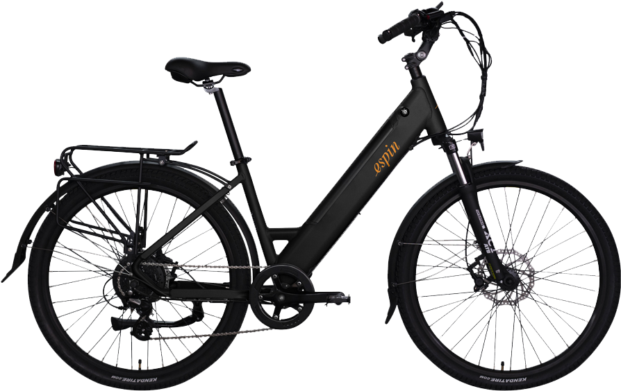 Black Electric City Bike PNG