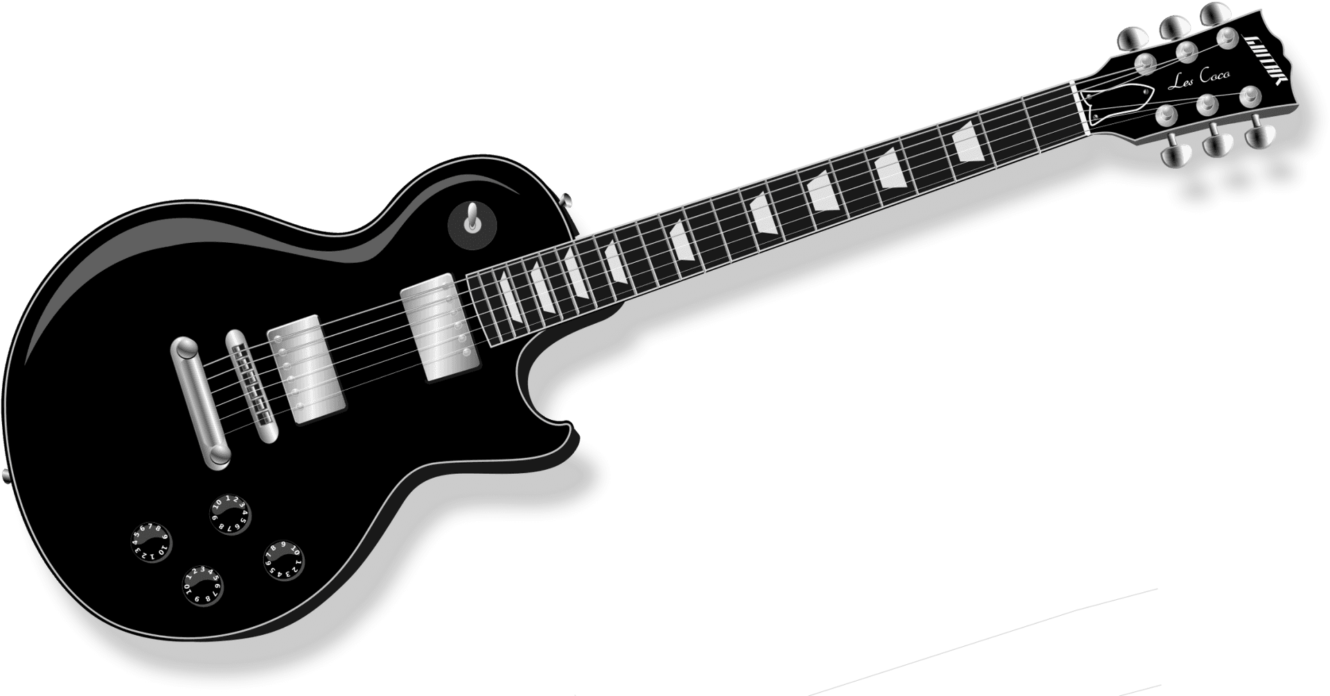 Black Electric Guitar Classic Design PNG