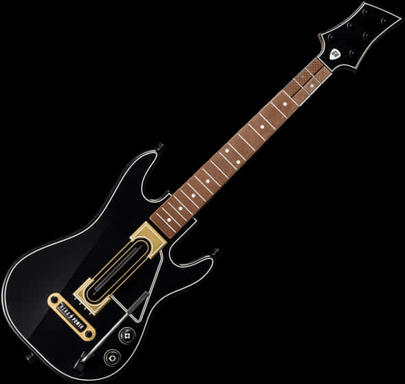 Black Electric Guitar Gold Details PNG