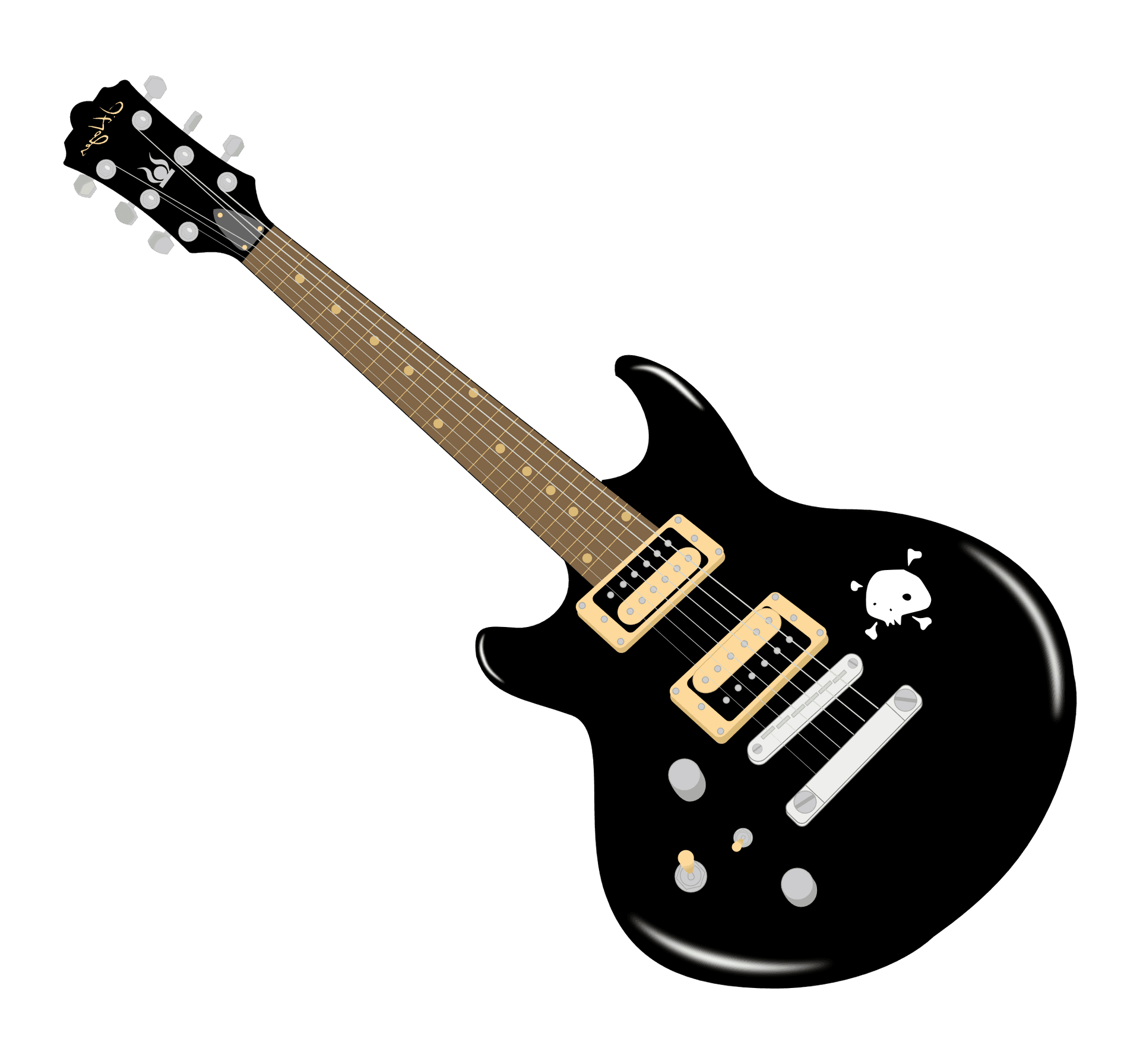 Black Electric Guitar Illustration PNG