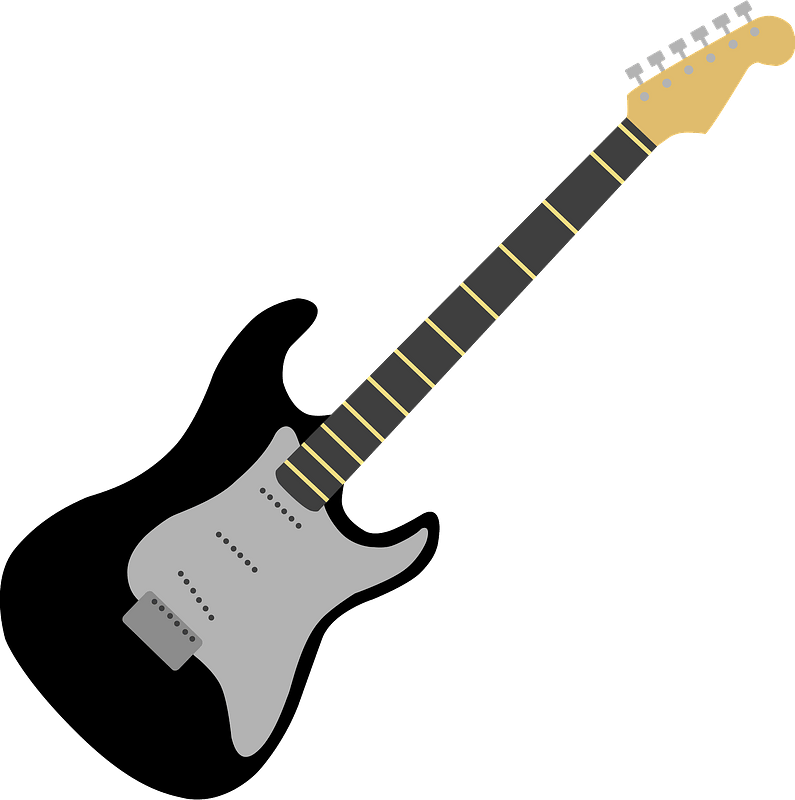 Black Electric Guitar Illustration PNG