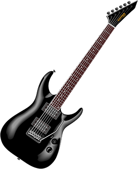 Black Electric Guitar Isolated PNG