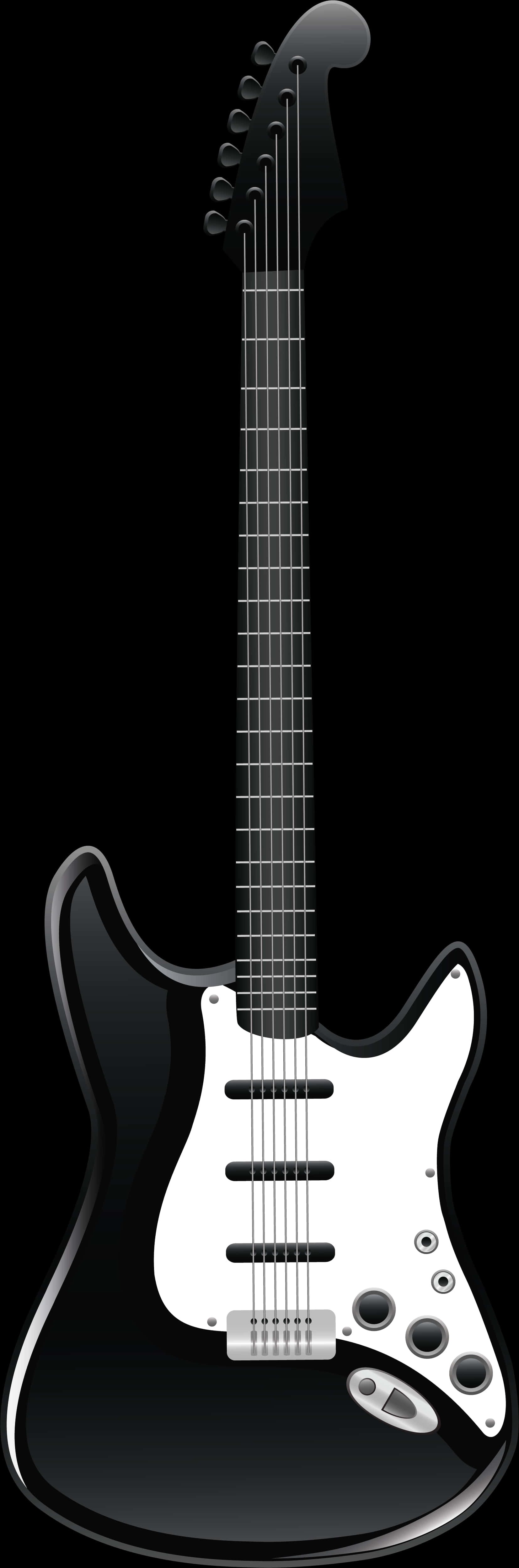 Black Electric Guitar Vector PNG