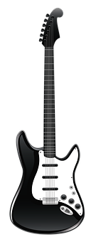 Black Electric Guitar Vector PNG