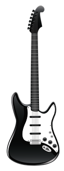 Black Electric Guitar Vertical PNG
