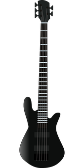 Black Electric Guitar Vertical PNG