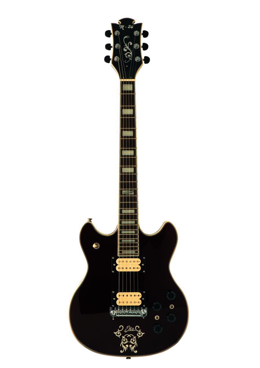 Black Electric Guitaron Black Background PNG