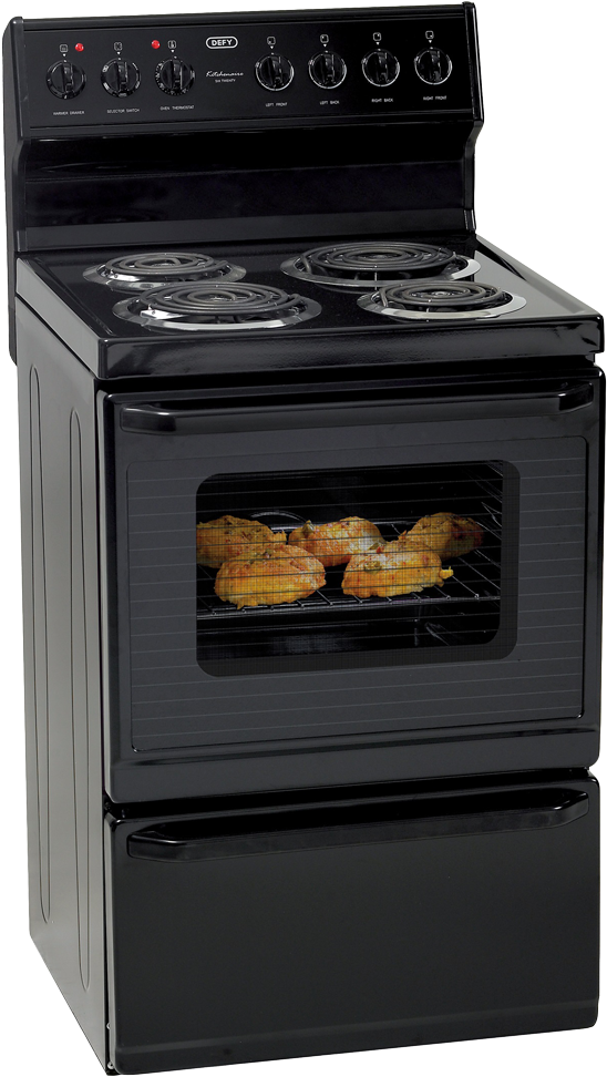 Black Electric Range Stove With Chicken PNG