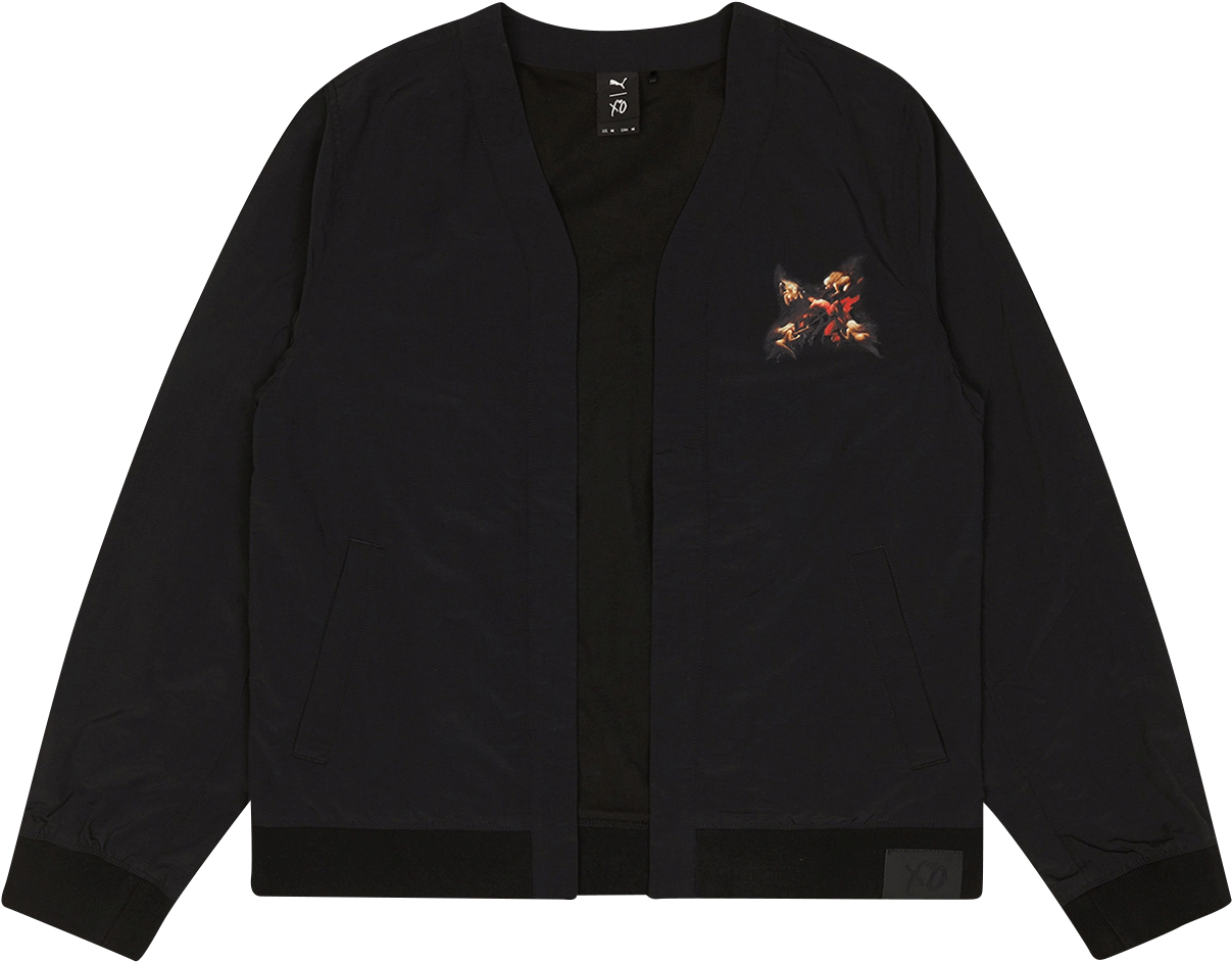 Black Embroidered Kimono Jacket PNG
