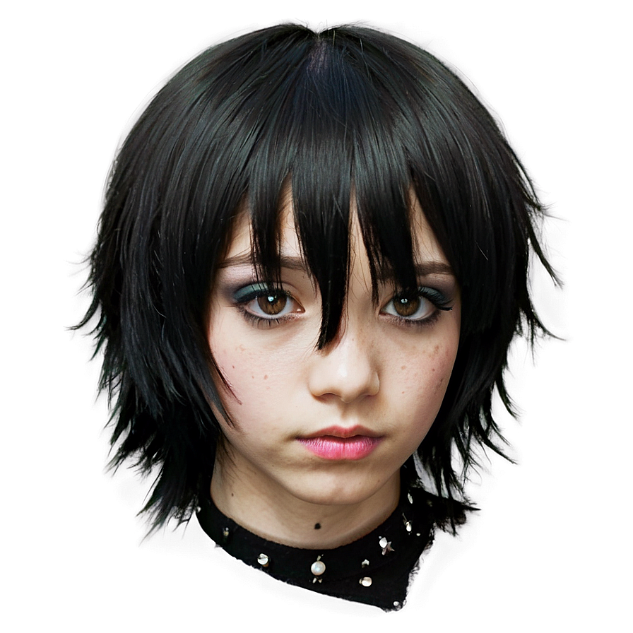 Black Emo Haircut Png 05252024 PNG