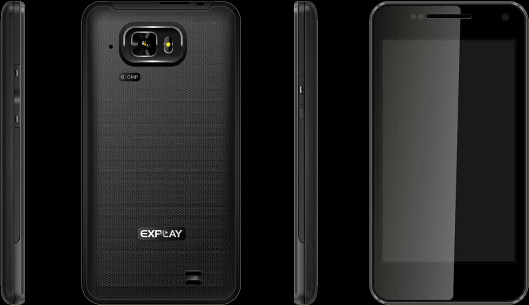 Black Explay Smartphone Multiple Views PNG