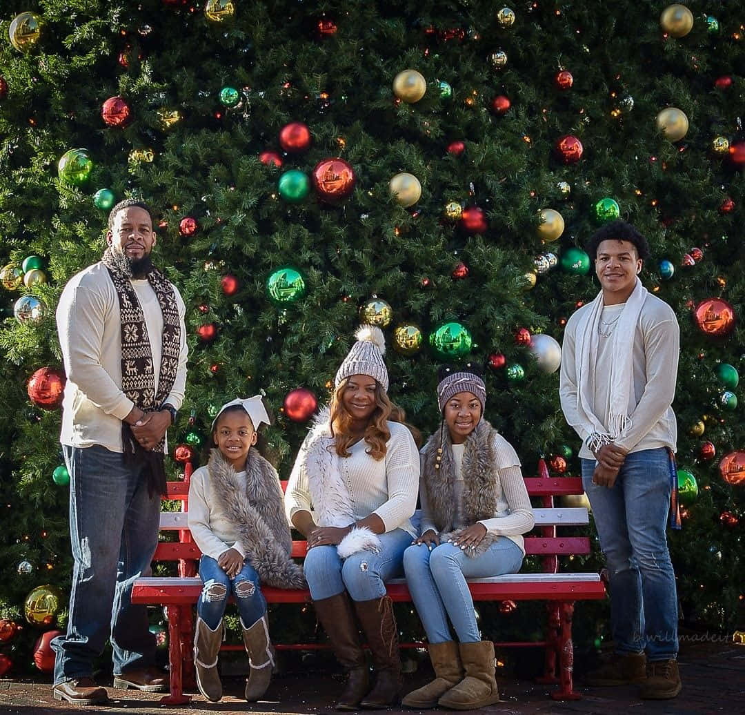 Sort Familie Jule Stor Træ Billede Tapet