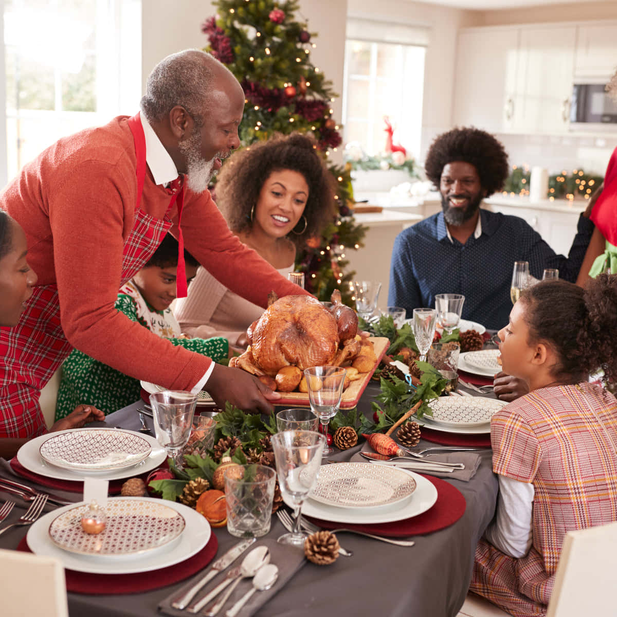 Black Family Christmas With Turkey Picture