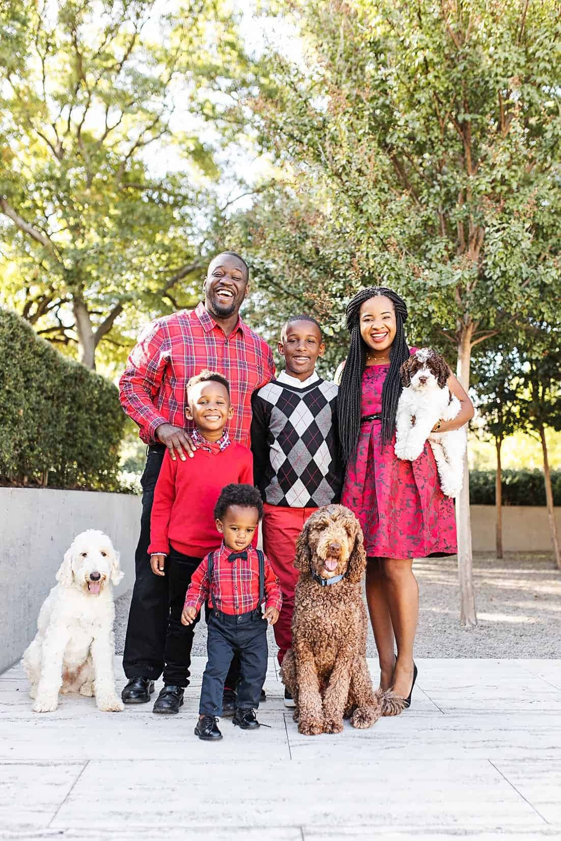 Black Family Christmas With Dogs Picture