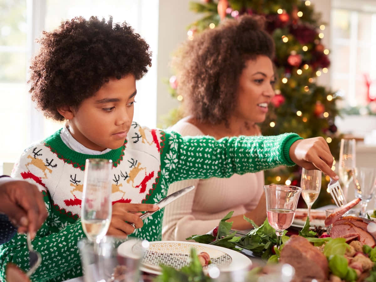 Schwarzesfamilientreffen An Weihnachten Bild
