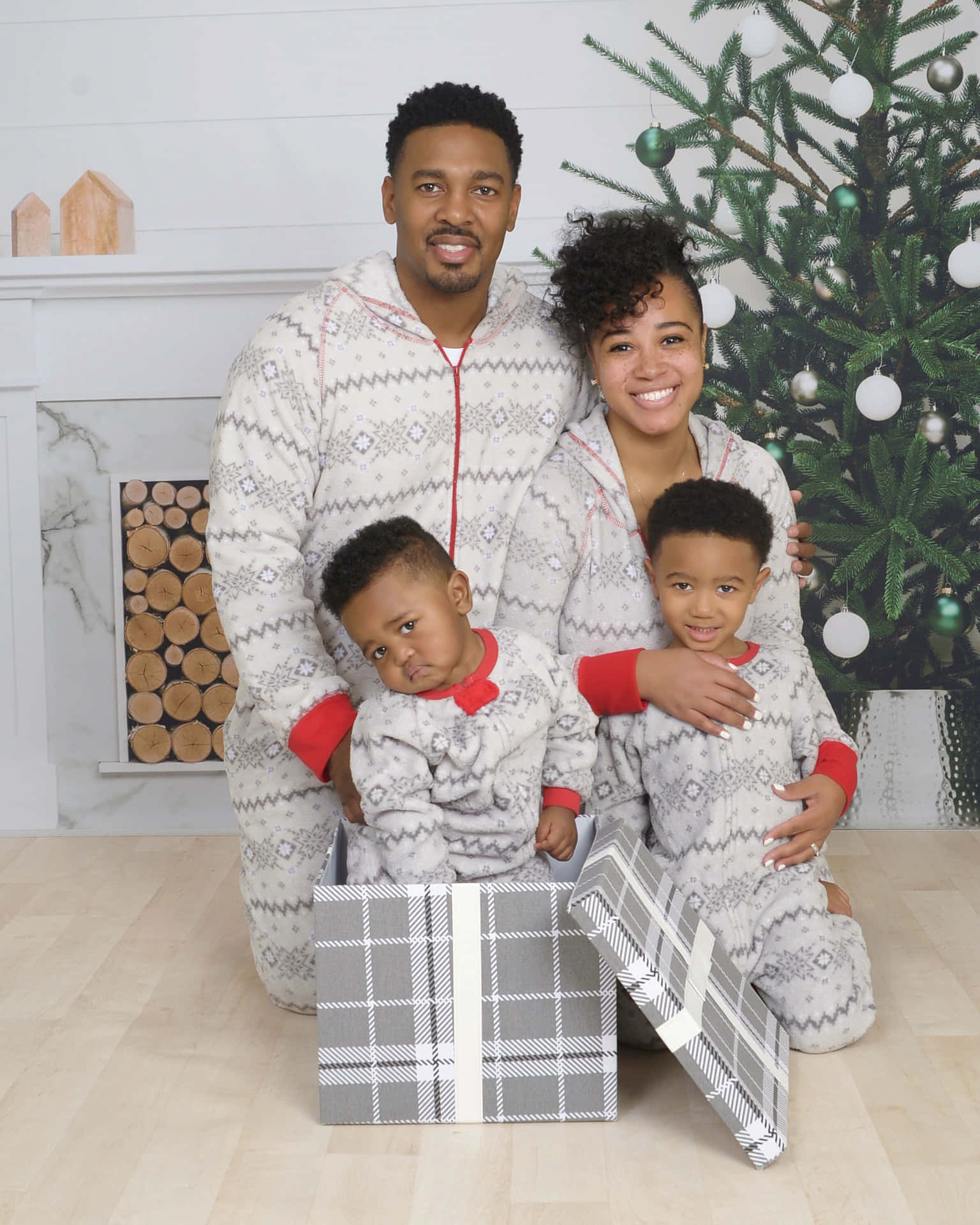 Black Family Christmas With Gift Picture