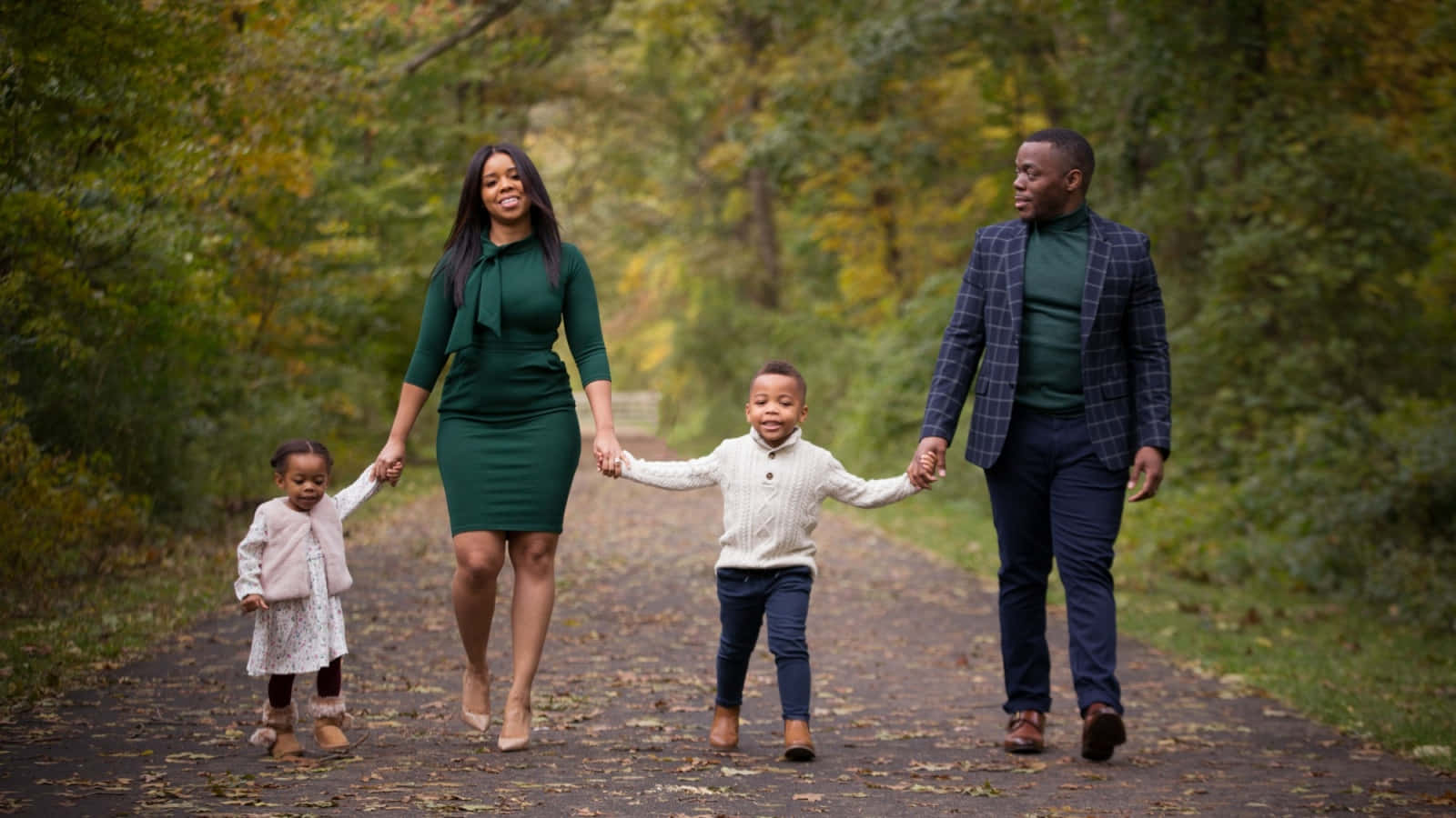 A beautiful black family embracing