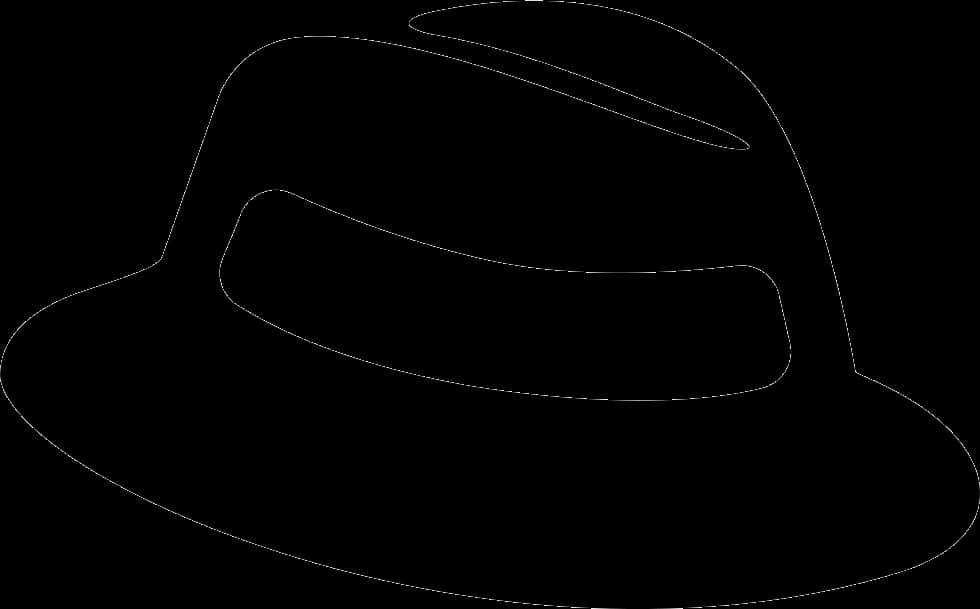 Black Fedora Hat Outline PNG