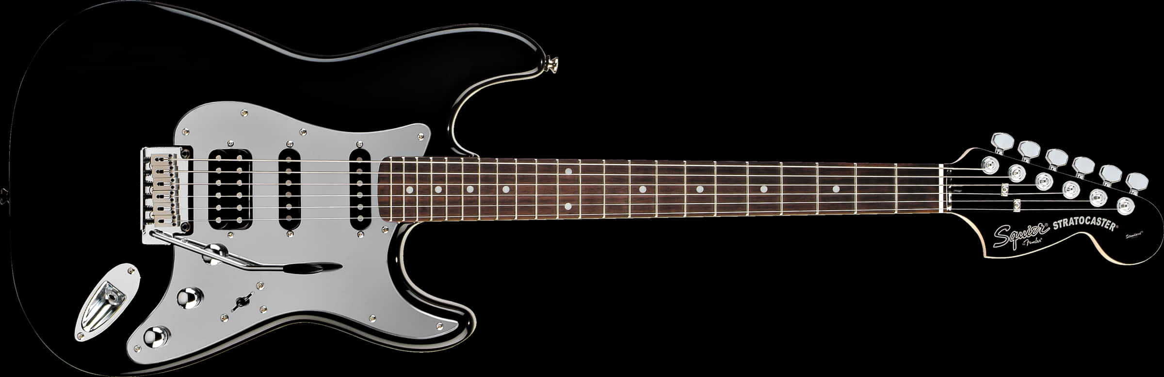 Black Fender Stratocaster Guitar PNG