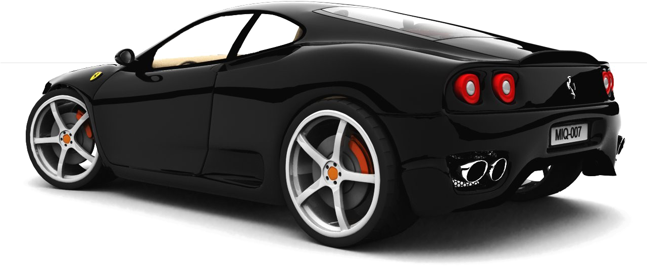 Black Ferrari Sports Car Profile PNG