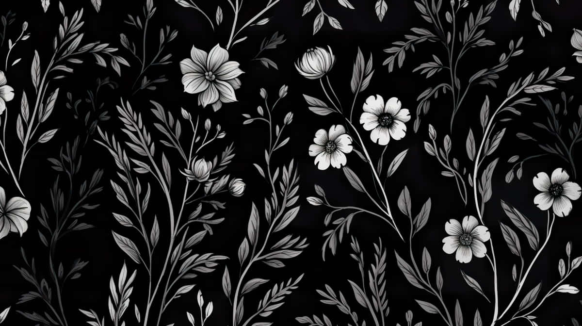 Black Floral Pattern Aesthetic Wallpaper