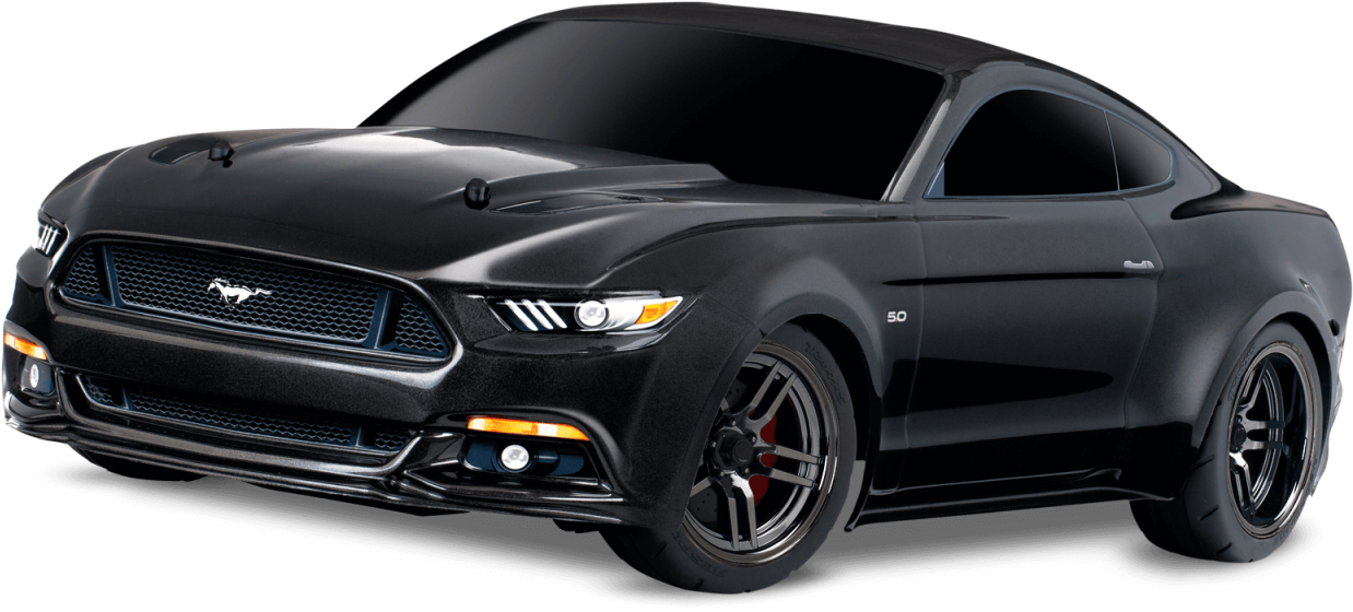 Black Ford Mustang G T Side View PNG