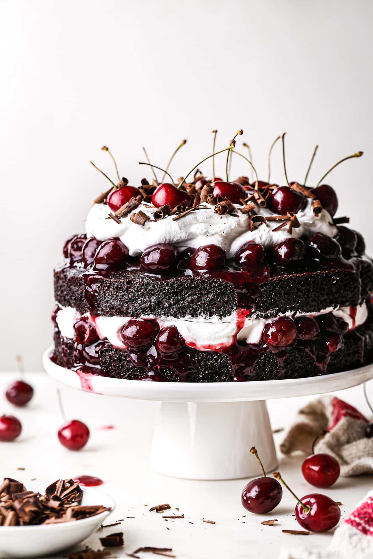 Delicious Black Forest Cake with Cherries Wallpaper