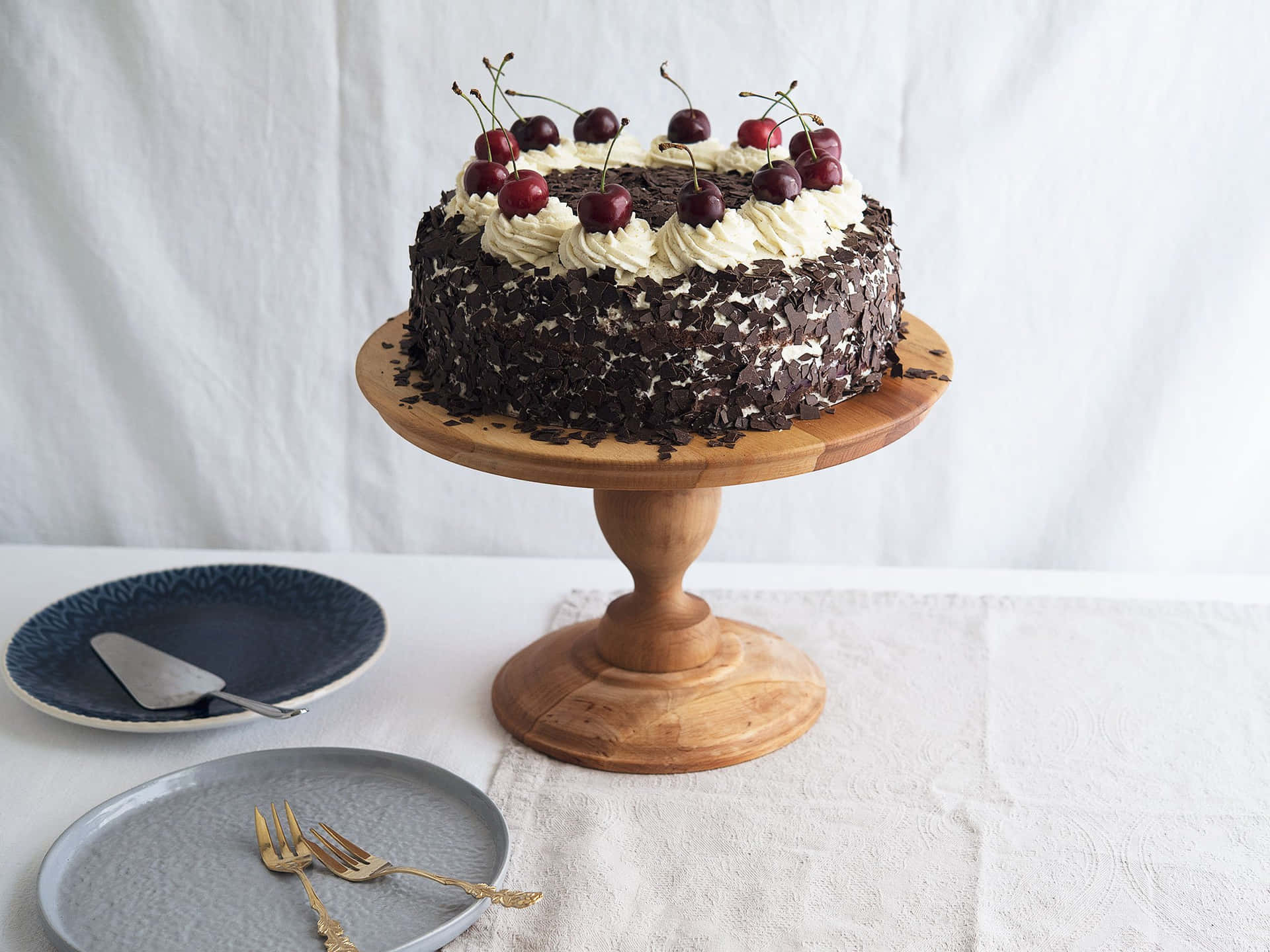 Enjoy a delicious slice of decadent Black Forest Cake Wallpaper
