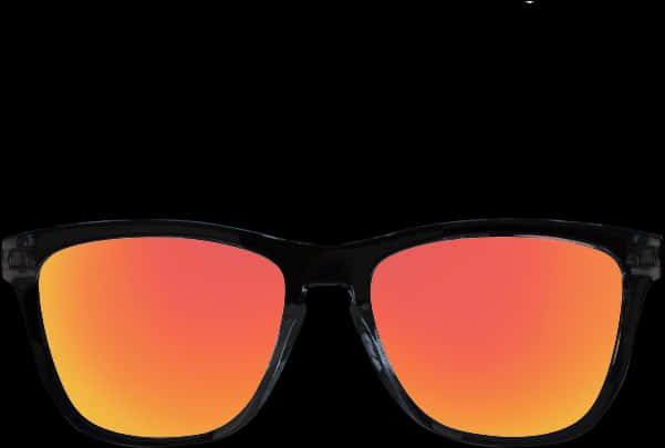 Black Frame Sunglasseswith Orange Gradient Lenses PNG