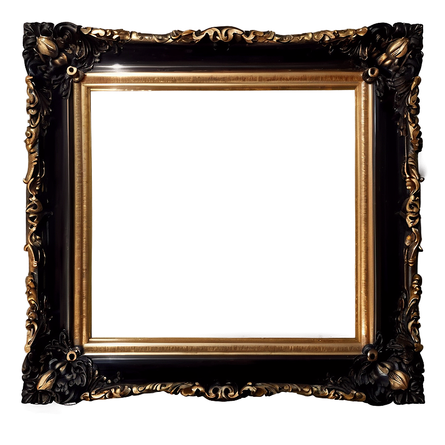 Black Frame With Gold Trim Png 06262024 PNG