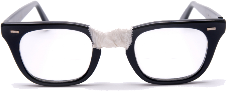 Black Framed Eyeglasseswith White Temple Wrap PNG