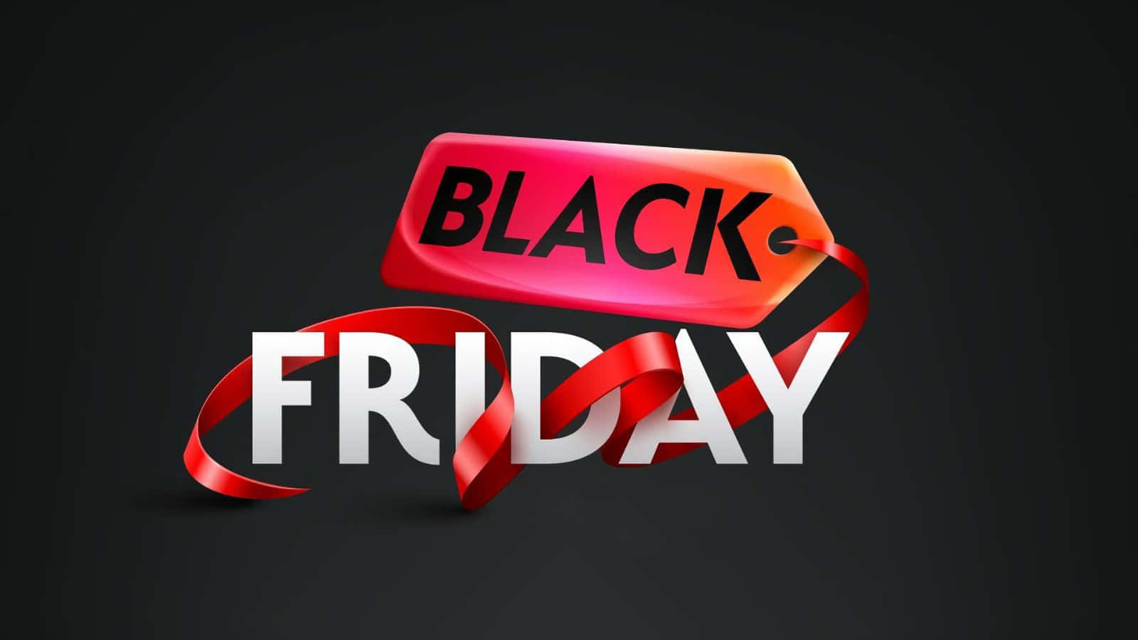 Black Friday Banner With Red Ribbon On Black Background