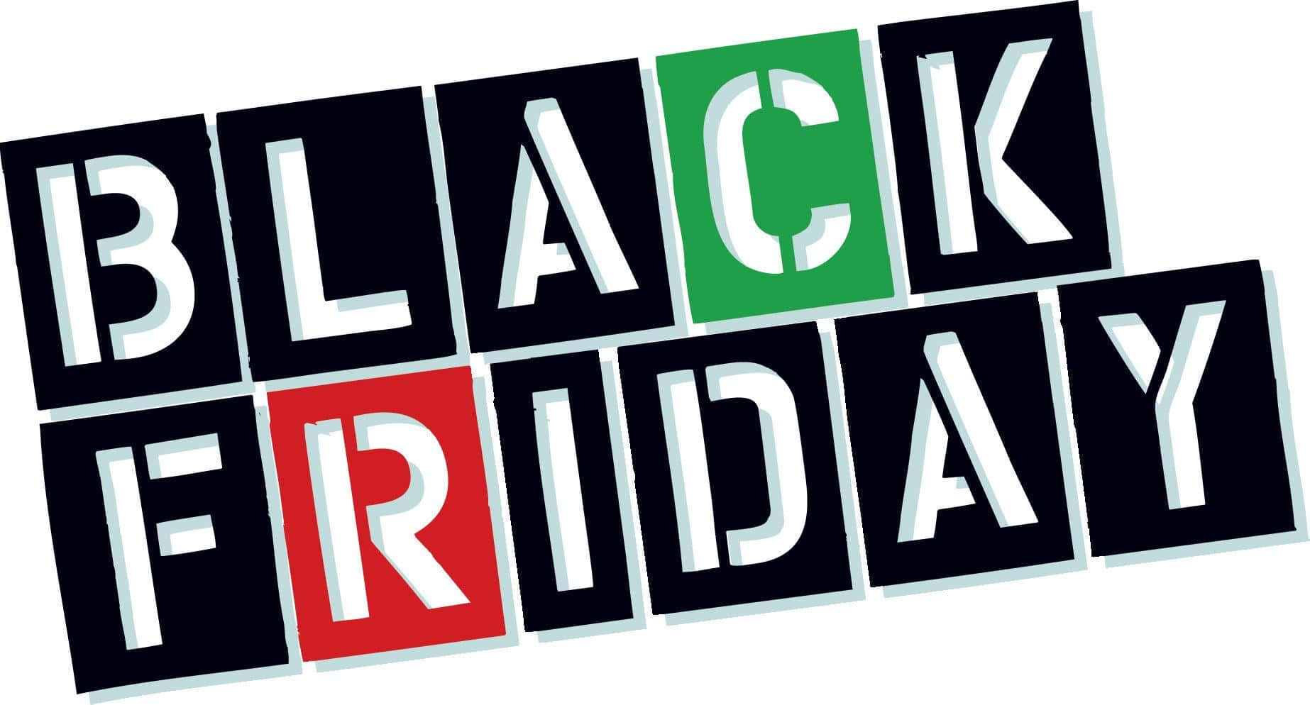 Black Friday Logo With Green, Red And Black Letters