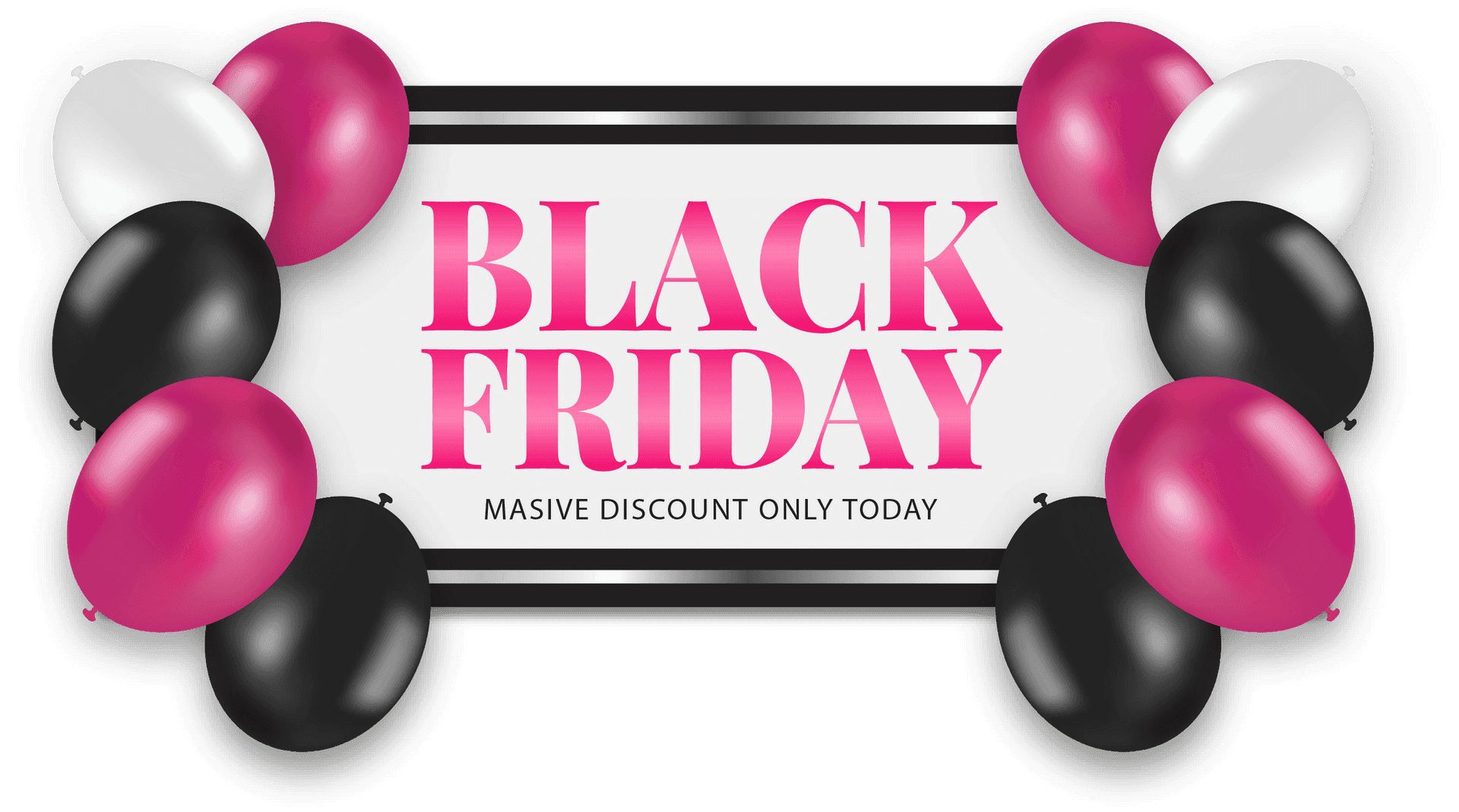 Black Friday Sale Balloons Banner PNG