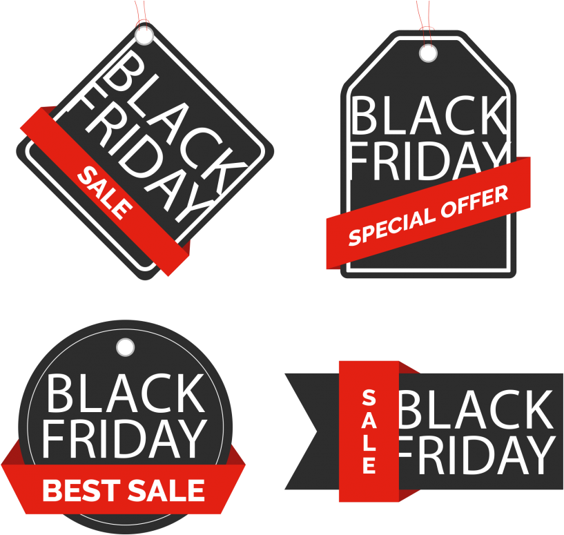 Black Friday Sale Tags Vector PNG