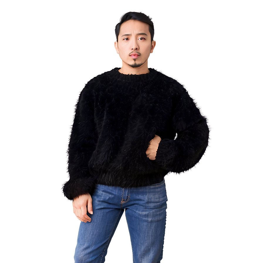 Black Fuzzy Sweater Png Qeg9 PNG