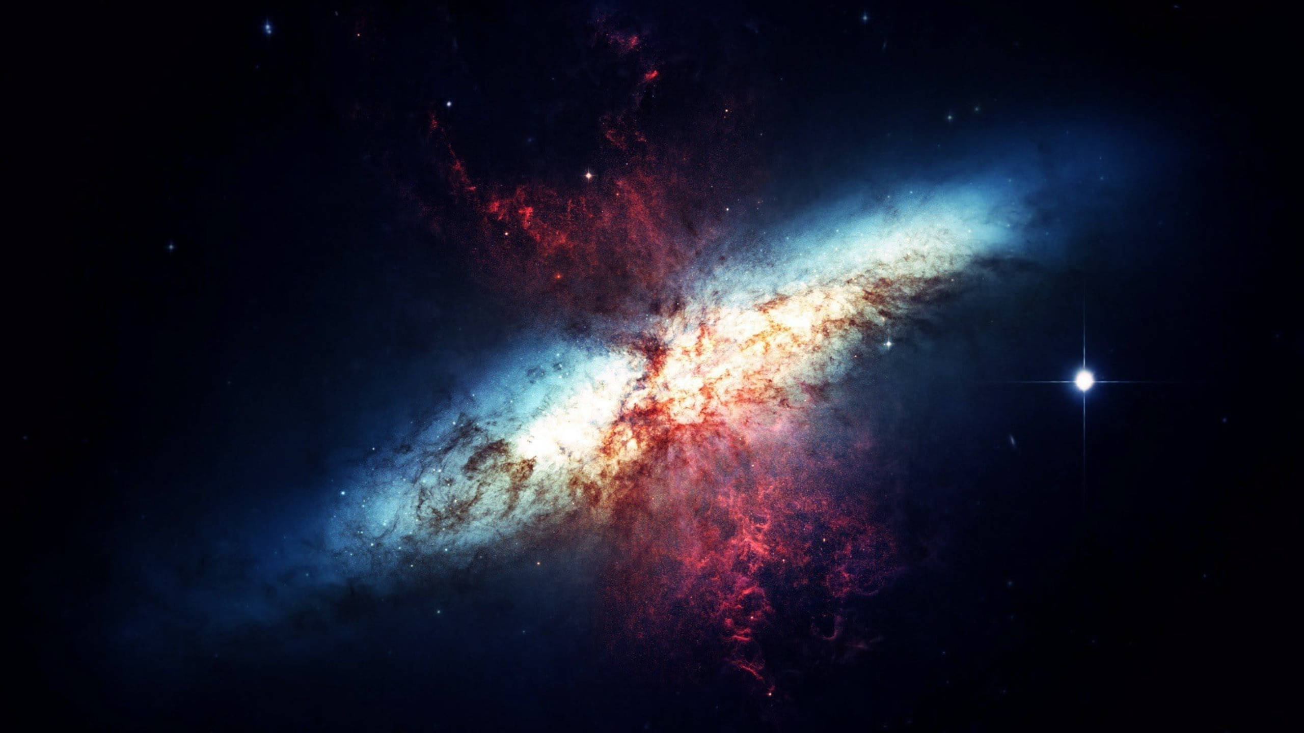 Materialenero Galassia E Nebulose Rosse Sfondo