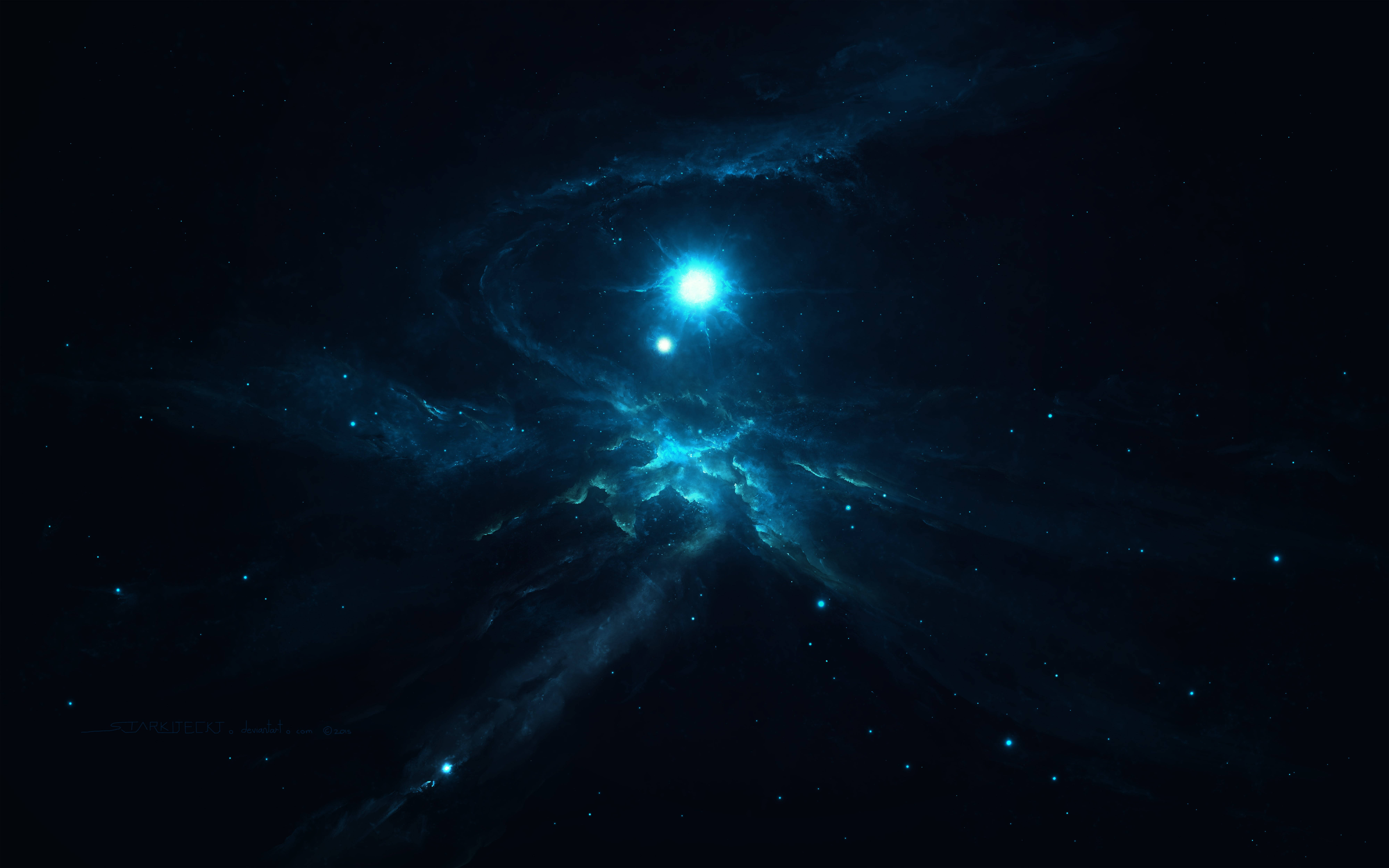 Black Galaxy Scorpion-Like Blue Wallpaper