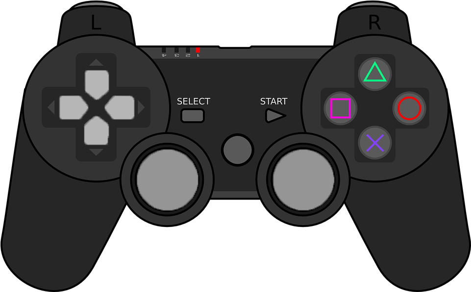 Black Game Controller Vector Illustration PNG