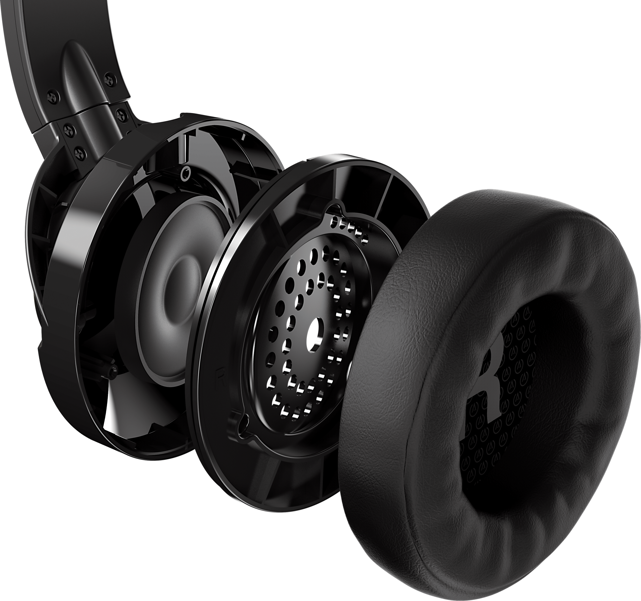 Black Gaming Headset Exploded View PNG
