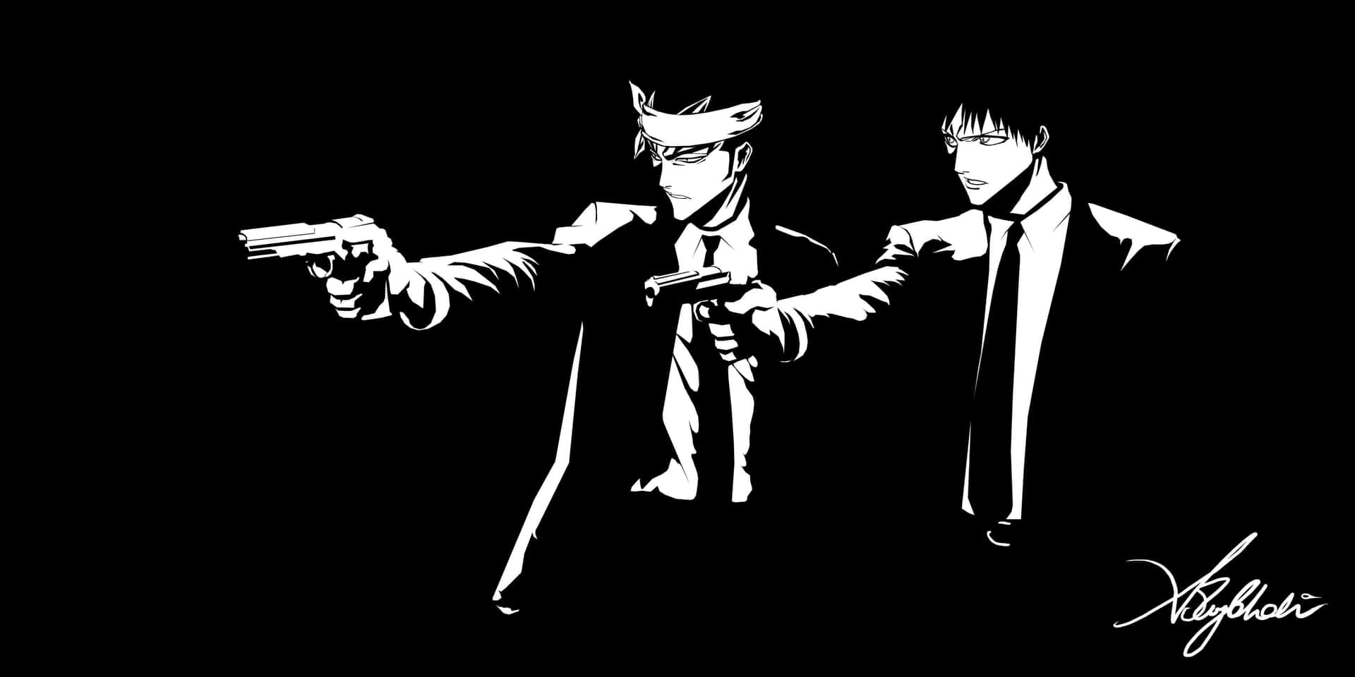 Two Men In Suits Holding Guns Wallpaper