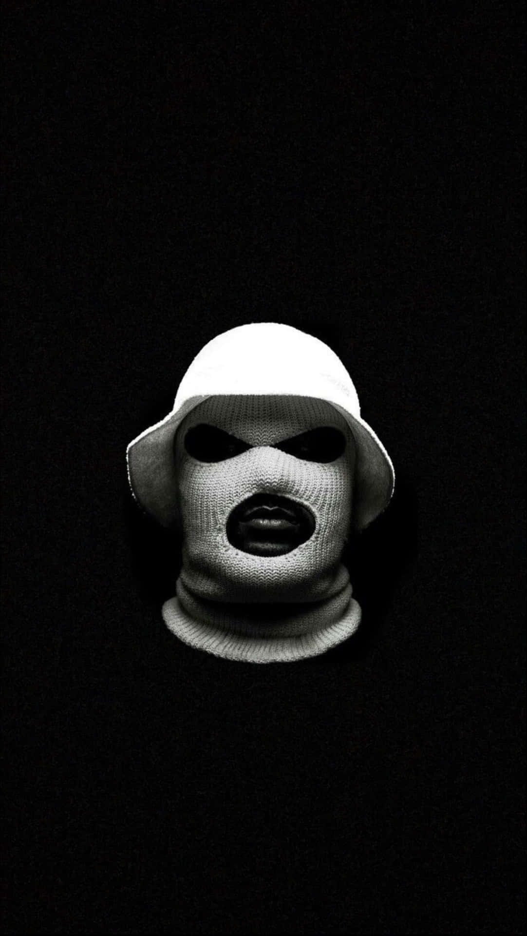 Masked Man With Black Gangster Lips Wallpaper