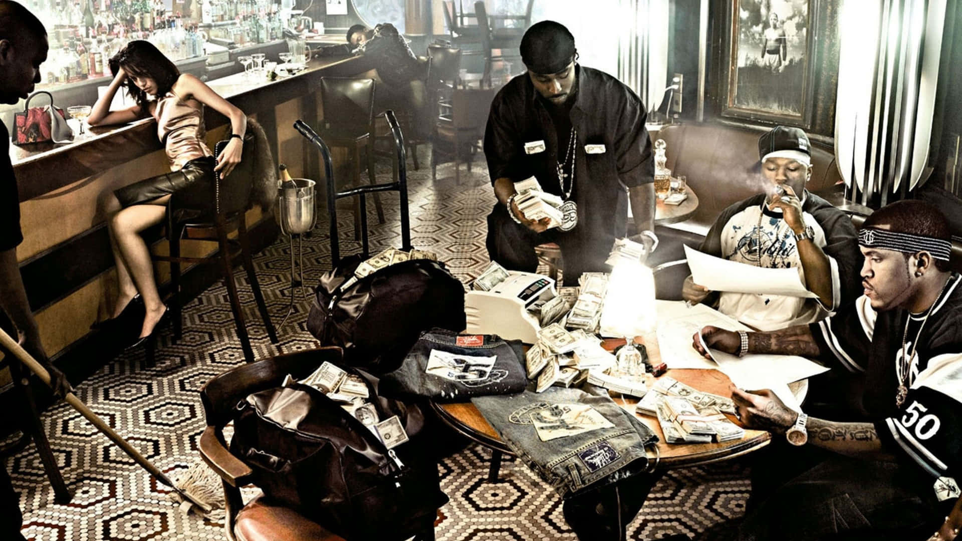 Men In Black Gangster Outfits Wallpaper