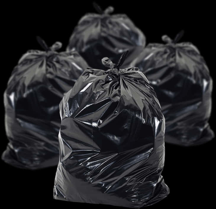 Black Garbage Bagson Dark Background PNG