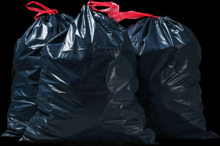 Black Garbage Bagswith Red Ties PNG