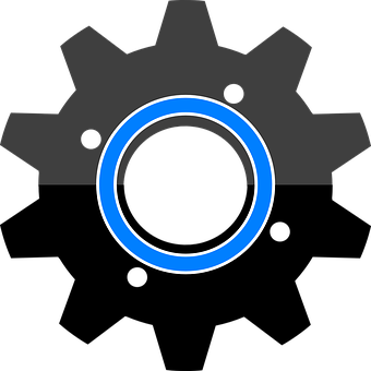 Black Gear Iconwith Blue Accent PNG