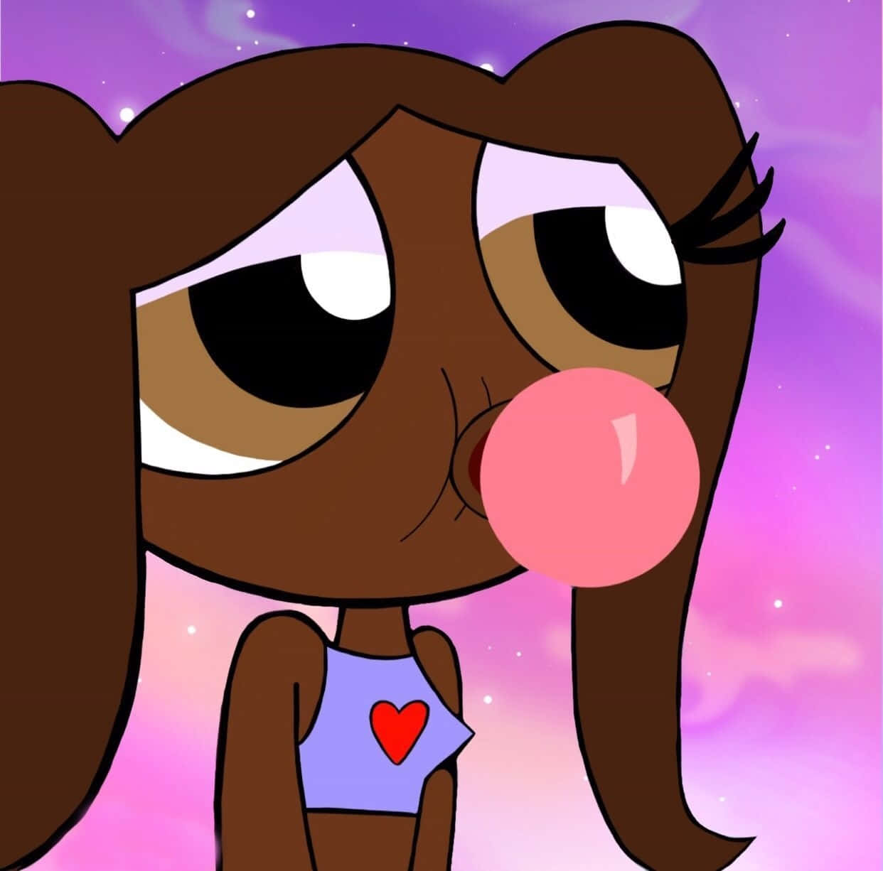 A Cartoon Girl Blowing Bubbles With A Heart On Her Face Wallpaper